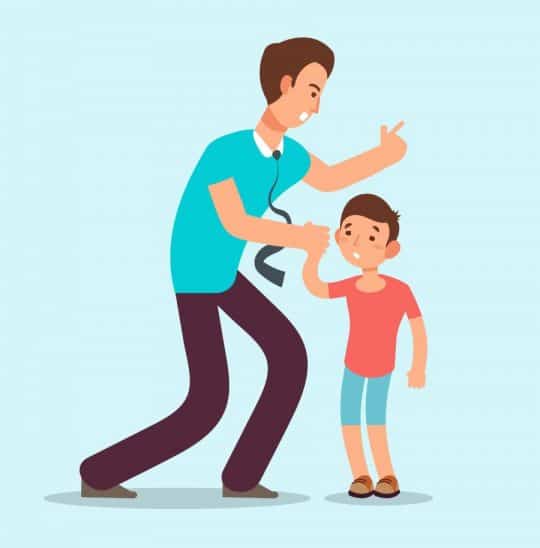 Angry father and son illustration |Parental alienation or child abuse